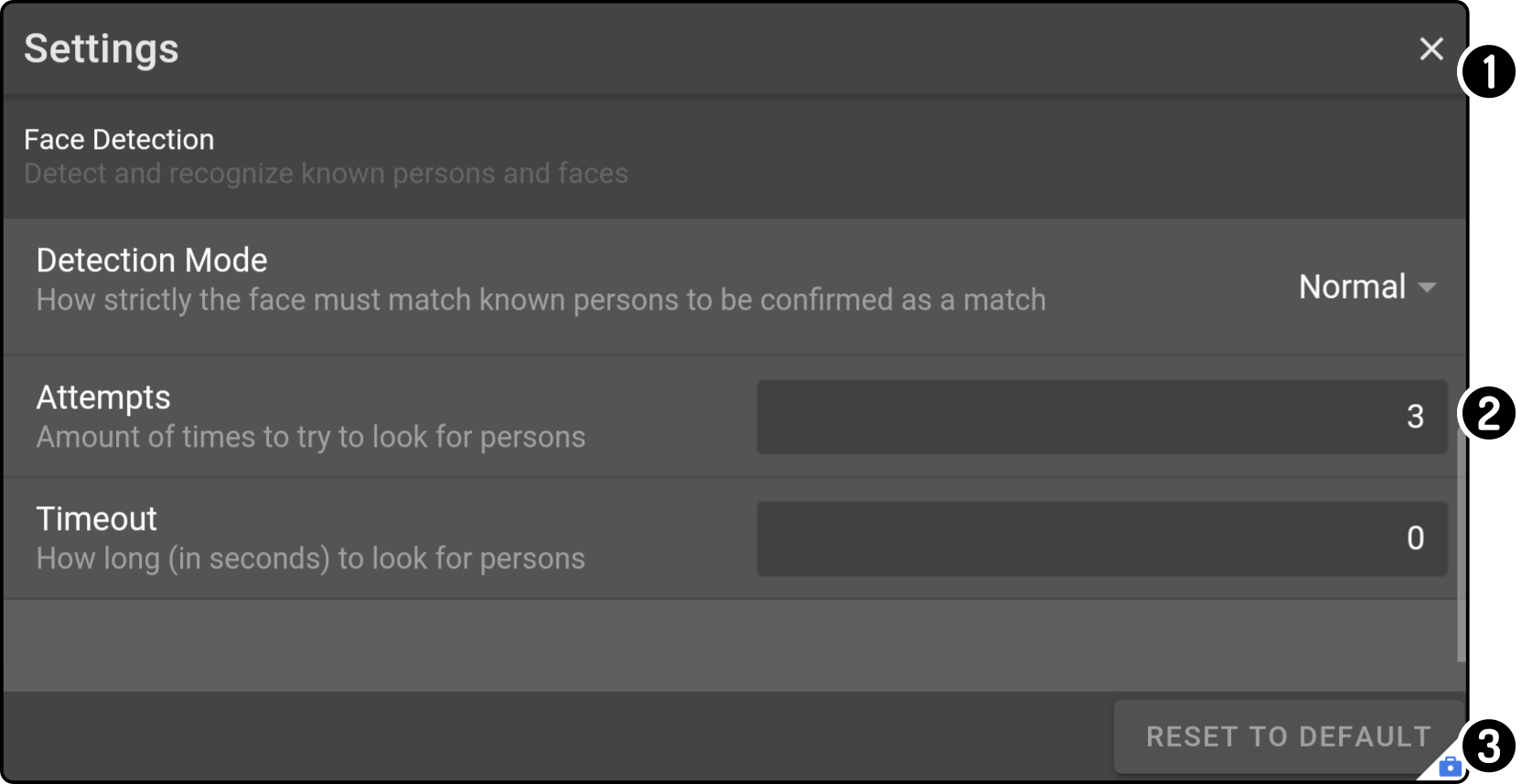 facerecognition settings