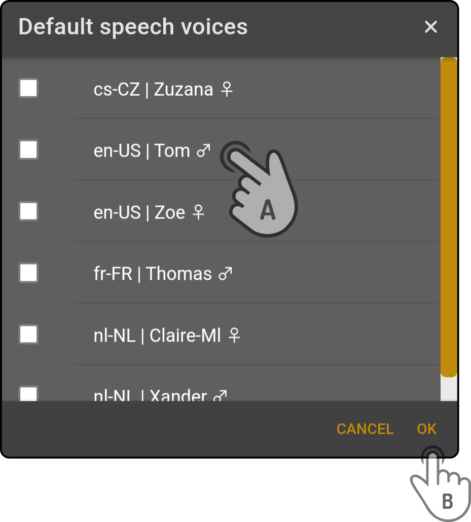 robot speech default voices