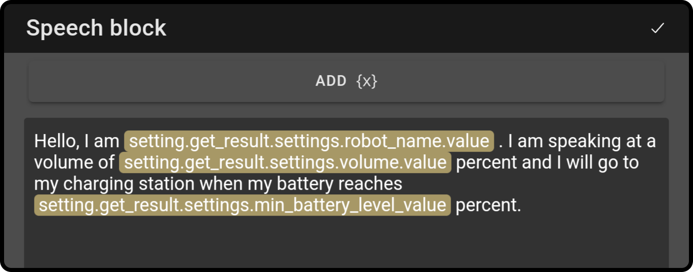 settings get speech block